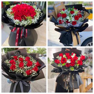 红玫瑰鲜花情人节生日表白花束礼物内蒙古巴彦淖尔磴口县杭锦后旗