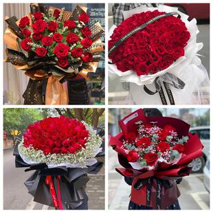 红玫瑰鲜花情人节生日表白花束礼物安徽省淮南市潘集区凤台县寿县