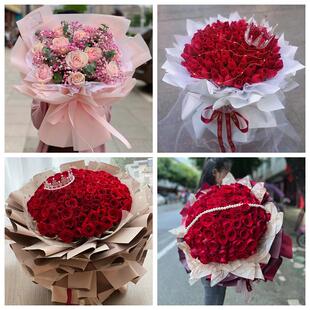 红玫瑰鲜花情人节生日表白花束礼物湖南永州市东安双牌江永县道县