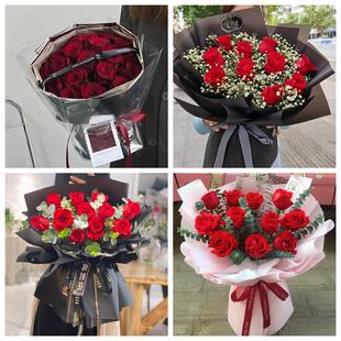 红玫瑰鲜花情人节生日表白花束礼物甘肃平凉市崇信灵台庄浪静宁县