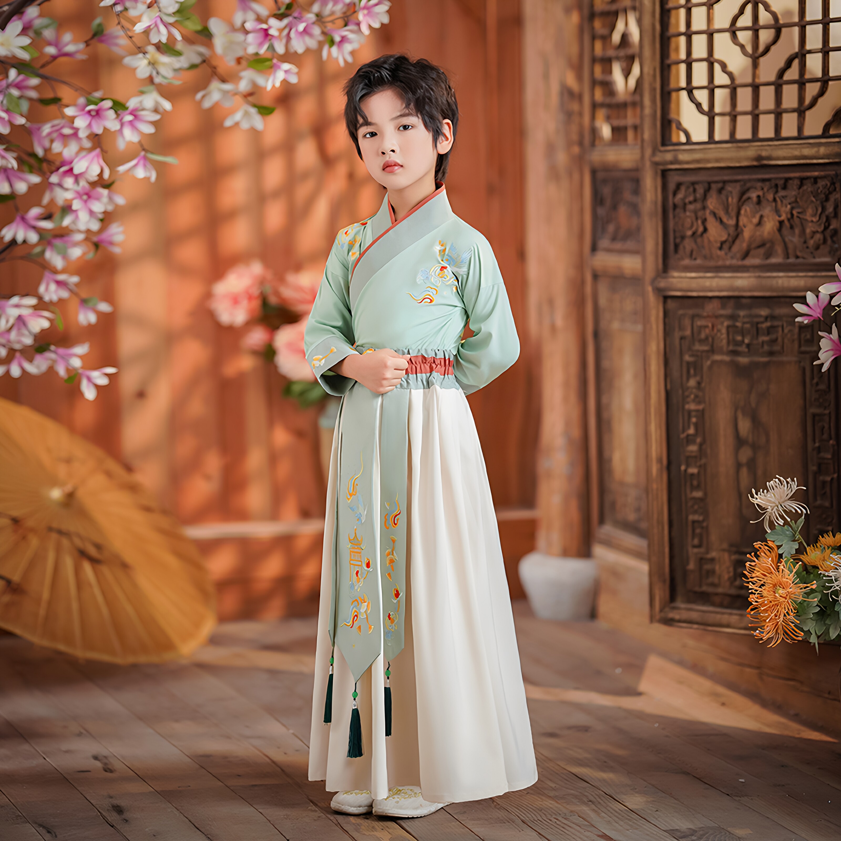 儿童汉服男童古装女童国学服装开学礼三字经诗朗诵比赛演出服六一