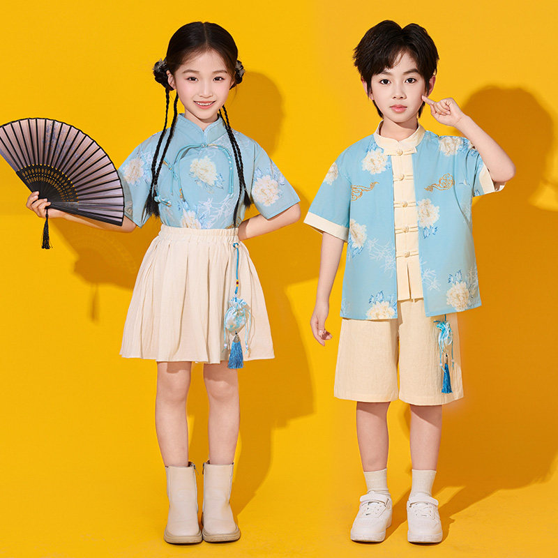 儿童演出服啦啦队中国风汉服小学生运动会班服幼儿园合唱表演服装