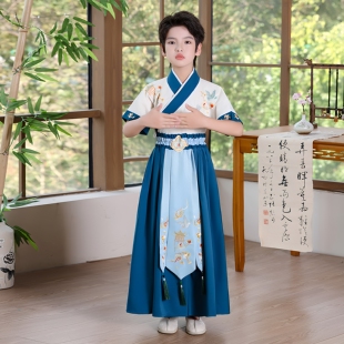 男童汉服2026新款中国风夏季古装男孩古风诗歌朗诵儿童国学演出服