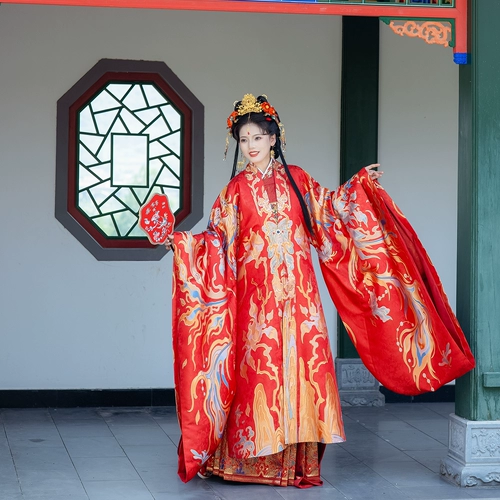 Qingruru оригинальный Ханьфу династии Мин имитация макияжа цветы свисающие до земли плащ-рубашка со шлейфом красное платье большого объема 2025 новинка 2025 года
