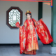 卿如故原创汉服明制仿妆花垂地披风拖尾大衫 礼服红色大放量2026新