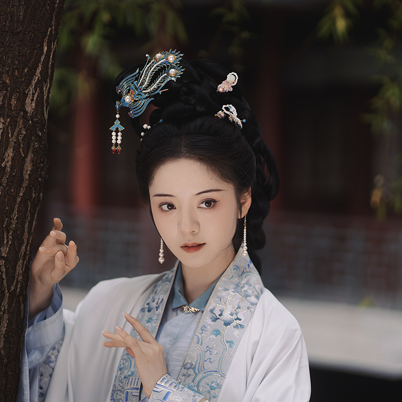 卿如故原创汉服明制披风立领斜襟长衫一片式马面裙仿妆花定织定染
