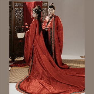 卿如故原创汉服汉制婚服红色礼服套装男女重工大放量拖尾复原形制
