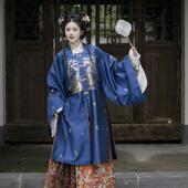 卿如故原创汉服明制方领半袖 长补袄暗金面料仿妆花补子马面裙套装