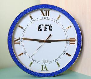 德国进口制造蓝色数字金属挂钟