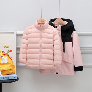 90绒儿童羽绒服男女童派克服两件套秋冬轻薄外套一衣三穿小中大童