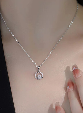 s999纯银莫比乌斯项链女轻奢小众新款感锁骨链生日礼物送女友