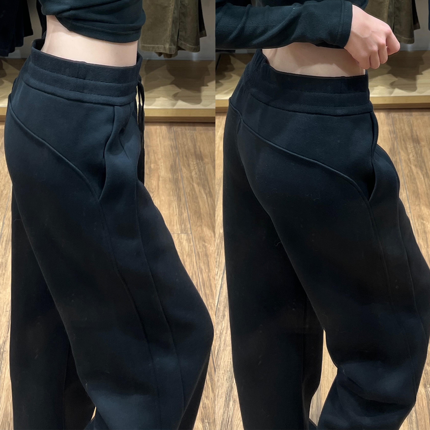 2-300斤黑色lulu运动裤女春秋胖mm大码慵懒阔腿裤高腰休闲直筒裤