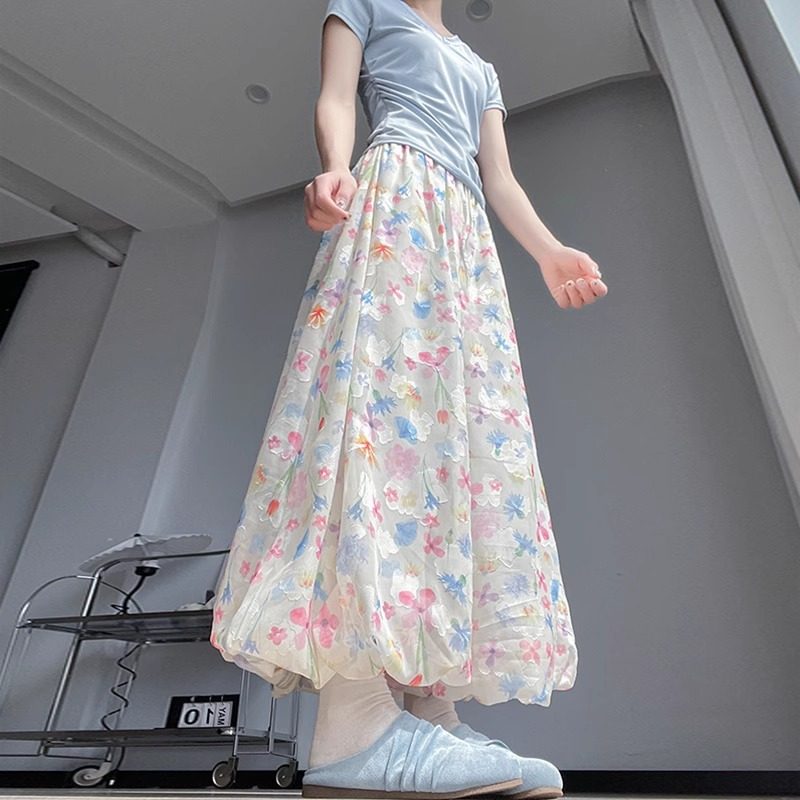 碎花裙裤女夏季新款高腰显瘦大码胖mm200斤宽松阔腿冰丝花苞长裤