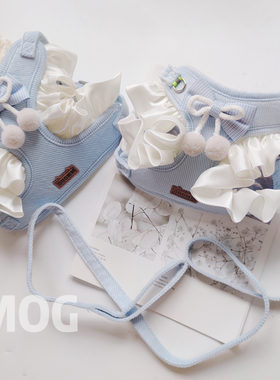 MOG 奶油花边小樱桃宠物牵引绳子猫咪中小型犬外出牵引衣服蝴蝶结