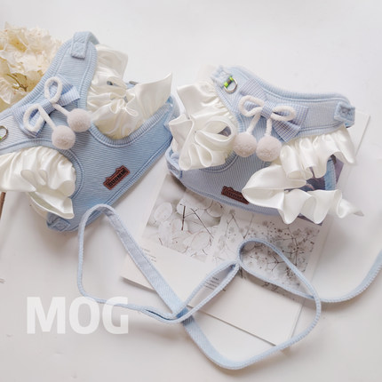 MOG 奶油花边小樱桃宠物牵引绳子猫咪中小型犬外出牵引衣服蝴蝶结