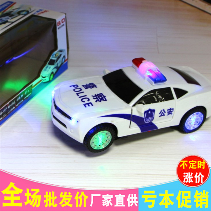 电动玩具宝宝警车 音乐儿童男孩汽车车模警察万向轮跑车小孩模型