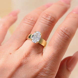 s925纯银简约经典8*12冰花切锆石戒指女欧美跨境个性叠戴婚戒指环