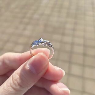 法国轻奢S925纯银镜莲华高级感莲花通体纯银戒指中古小众尾戒冷淡