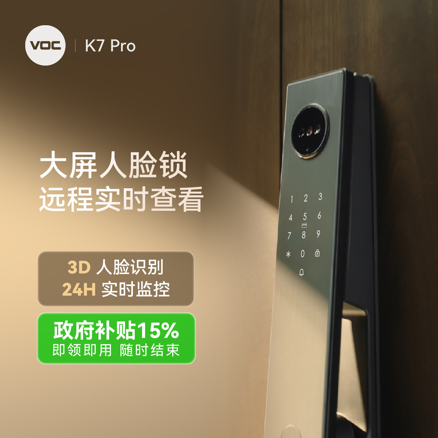VOC智能门锁人脸识别家用防盗门