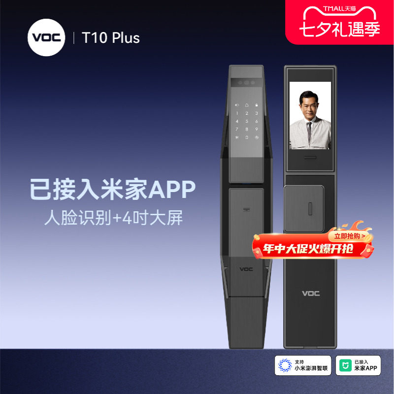 VOC智能锁人脸识别家用门锁电子锁指纹锁带监控密码锁入户门T10P