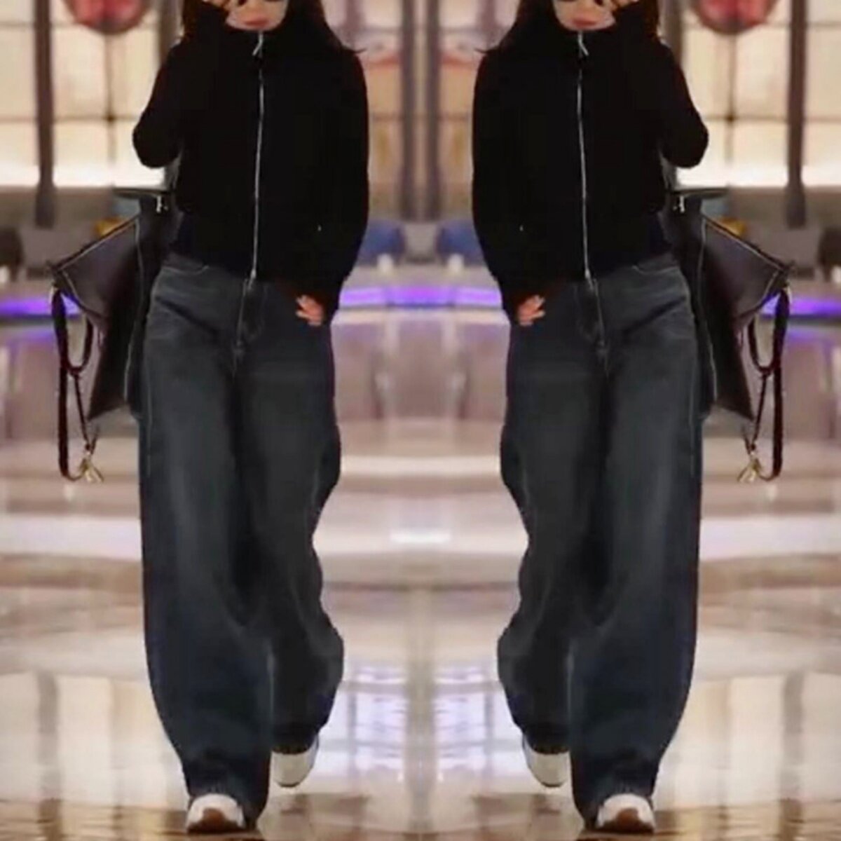 大码巨显瘦胖mm春装遮肉套装针织衫外套牛仔裤2025年女新款阔腿裤