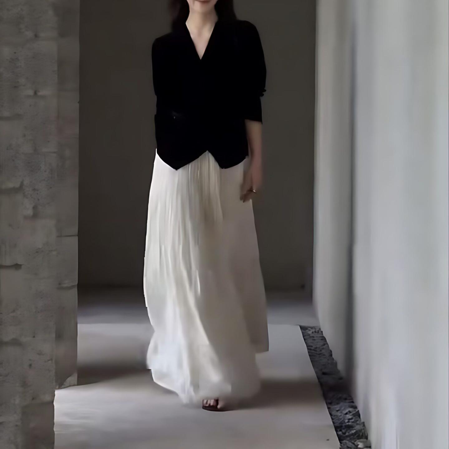 秋季一整套法式高级感气质V领长袖上衣高腰半身裙大女主气场套装