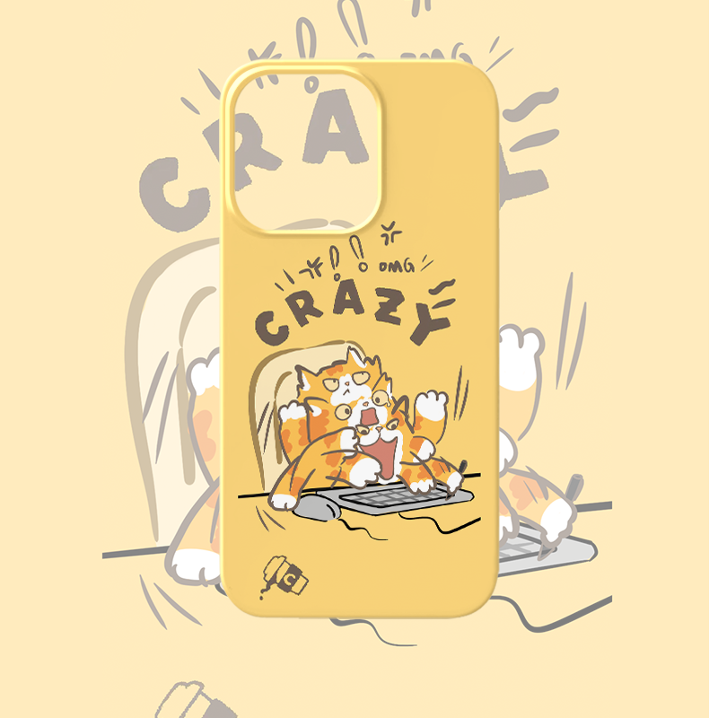 忙到发狂~可爱小猫手机壳