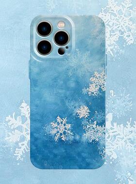 雪花手机壳适用iPhone16promax苹果15菲林14艺术13蓝色17冬天华为mate60荣耀Pura70小米vivox200s一加reno12