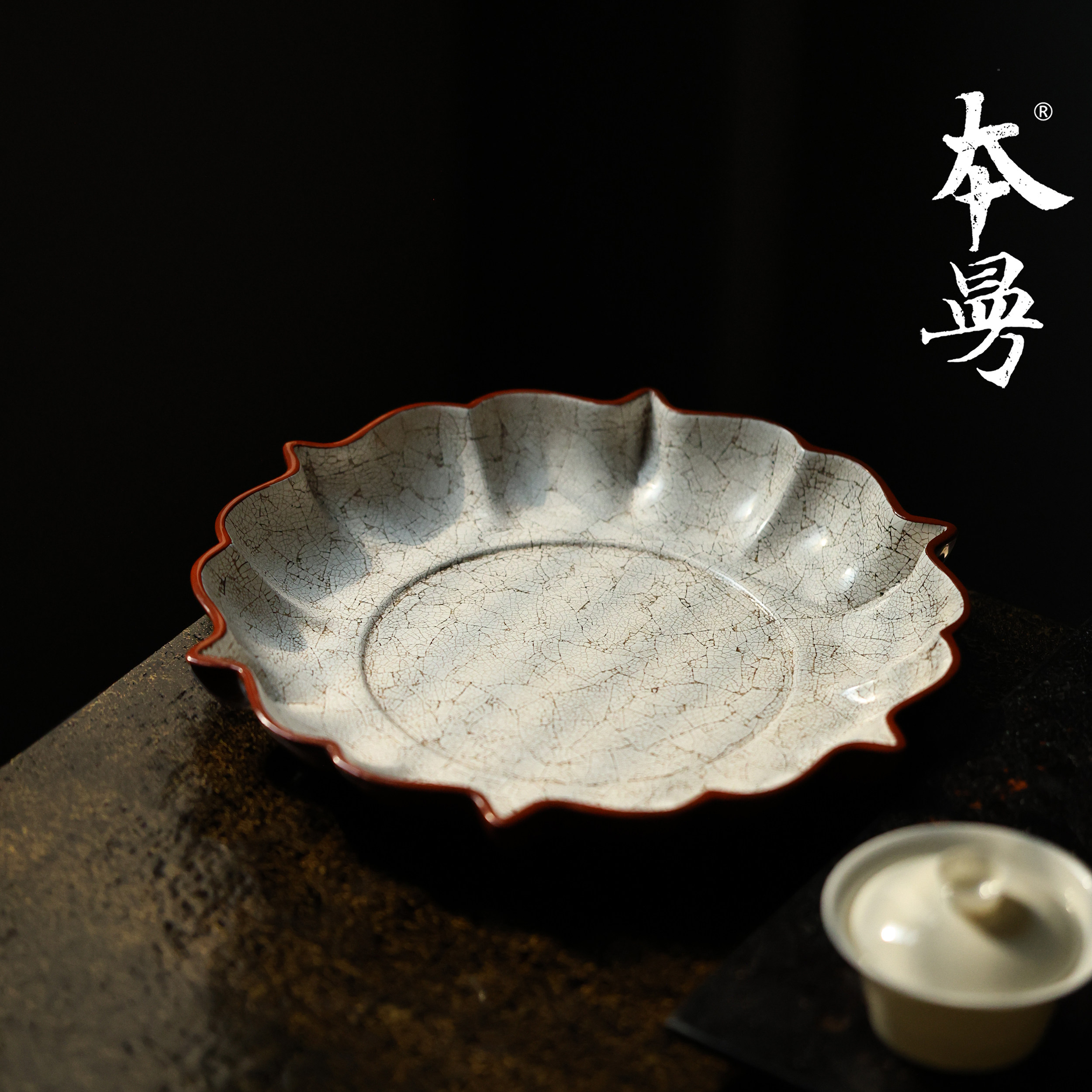 本曼山房朱漆印雪菱花盘大漆贴蛋壳果盘茶盘髹漆手作非遗福州漆器,餐饮具,茶盘,淘宝优惠券,粉丝福利购,淘宝优惠卷