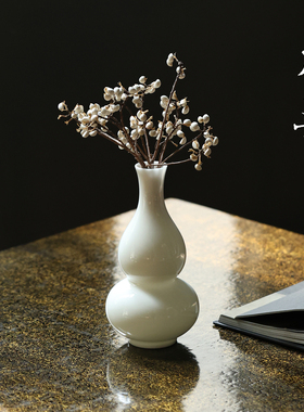 本曼冰种玉瓷葫芦花器福禄摆件