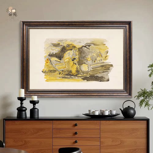 法式中古玄关油画｜《野渡》氛围感复古风艺术客厅装饰画建筑挂画