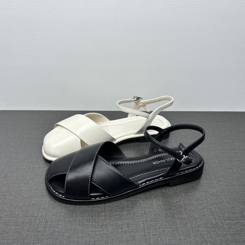 35码撤柜清仓处理夏季新款凉鞋女法式平底百搭一字带包头罗马鞋女,女鞋,人字拖,淘宝优惠券,粉丝福利购,淘宝优惠卷