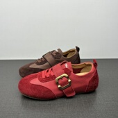 专柜撤柜处理牛皮德训鞋 圆头系带平底休闲低帮阿甘鞋 女春秋季 新款