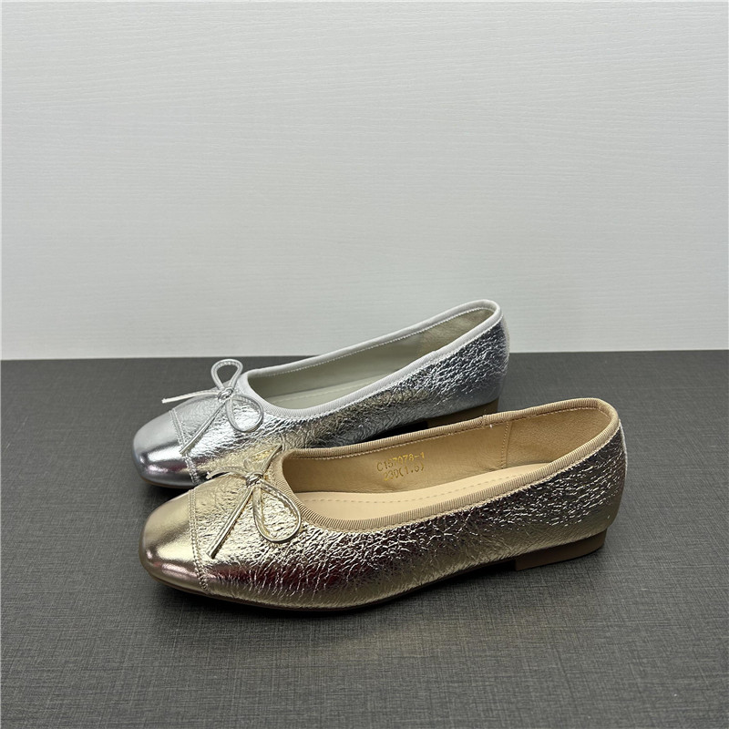 品牌撤柜断码处理女鞋春季新款软底软面法式蝴蝶结浅口单鞋豆豆鞋