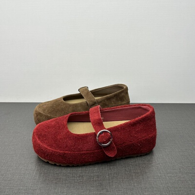 撤柜处理真皮勃肯鞋春秋季新款百搭舒适一字带浅口内增高玛丽珍鞋