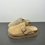 品牌撤柜处理真皮女鞋春秋新款反绒皮勃肯鞋一脚蹬外穿包头半拖鞋