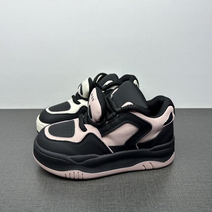 36 38 39码撤柜处理真皮女鞋秋冬季厚底拼色圆头系带学生中帮板鞋