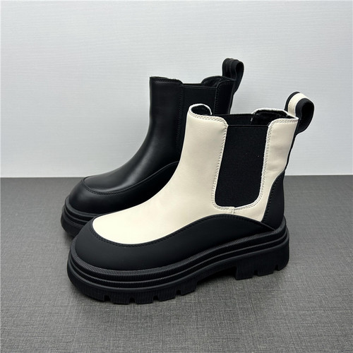 品牌断码处理加薄绒马丁靴女秋冬厚底百搭英伦风户外切尔西短筒靴