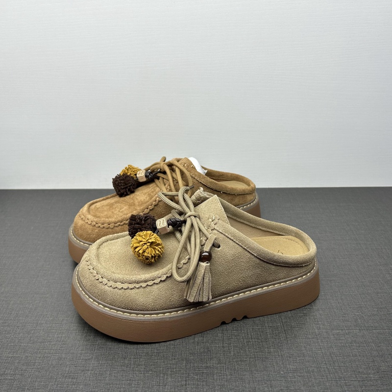 专柜撤柜处理反绒皮勃肯鞋女春秋新款厚底包头拖鞋休闲懒人穆勒鞋