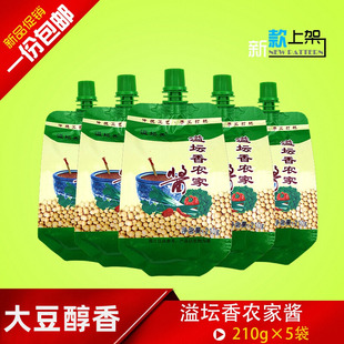 溢坛香大豆酱新大酱东北农家大酱黄豆酱农家臭酱黄豆酱210g 5袋