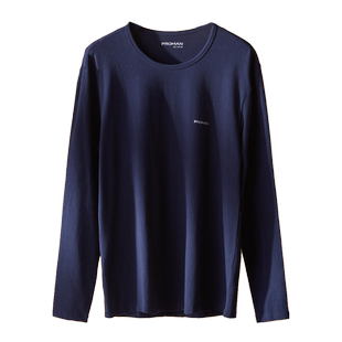 PROMAN豪门男士精梳棉磨毛薄款圆领秋衣打底内衣上衣全棉保暖纯棉