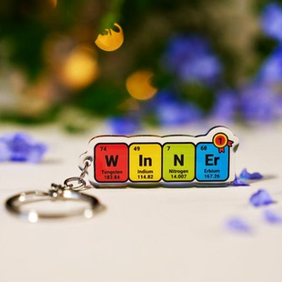 理科生礼物元素符号拼英文luck pass health money winner钥匙扣