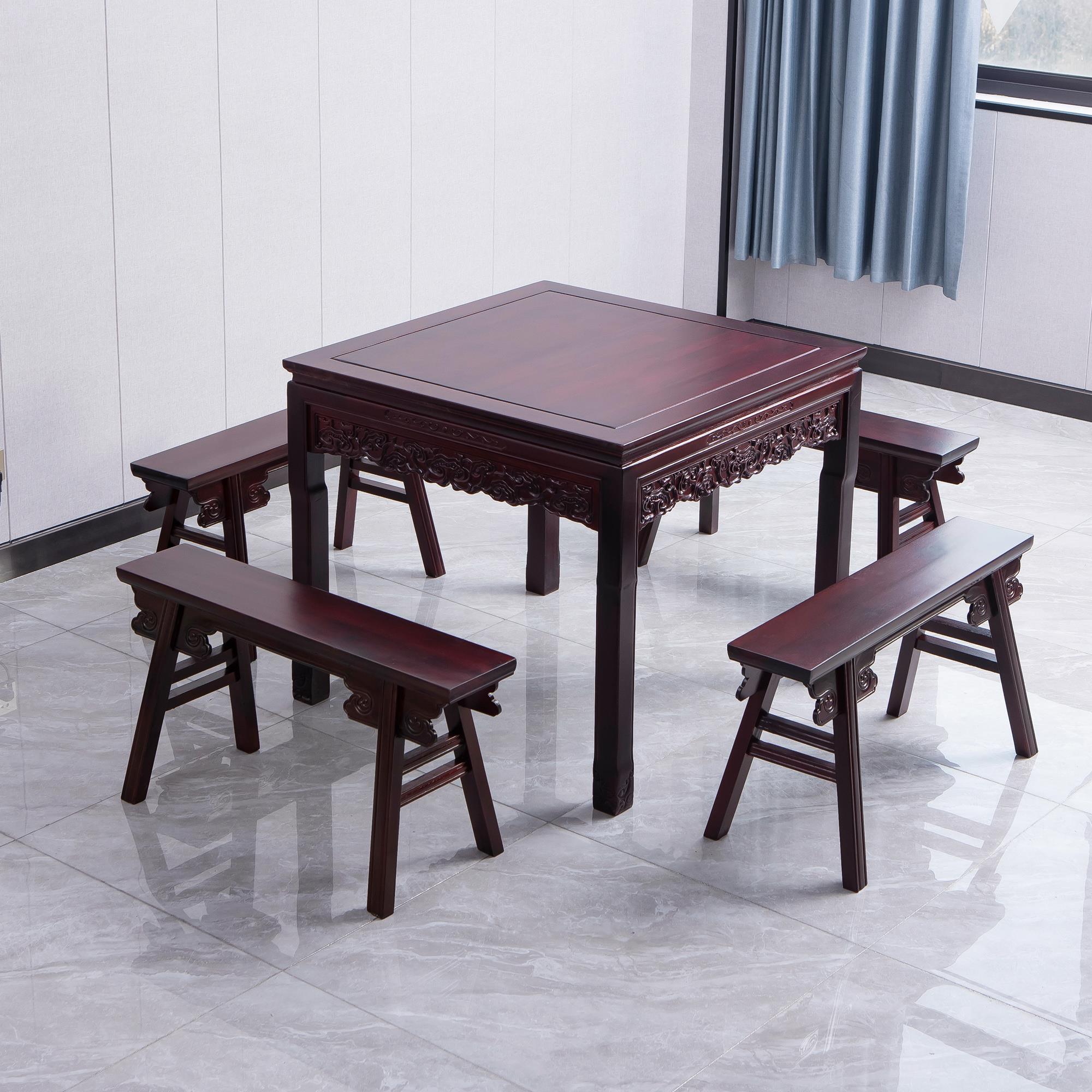 八仙桌实木农村传统方桌明清古方桌农家乐参观民宿饭店桌椅组合