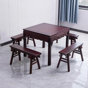 八仙桌实木农村传统方桌明清古方桌农家乐参观民宿饭店桌椅组合