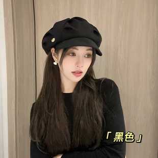 春秋贝雷帽子女2025新款 云朵八角帽防晒帽大头围 显脸小报童帽韩版