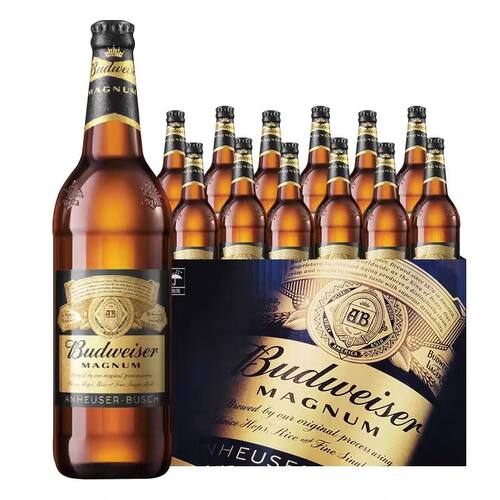 正品原装百威黑金啤酒600ml*12瓶装高酒精麦汁浓度大瓶精酿啤酒