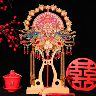 团扇结婚新娘材料包diy秀禾双面高级喜扇婚嫁婚礼成品出嫁婚扇子