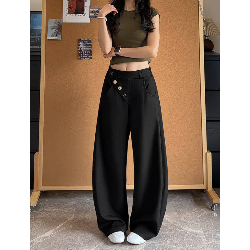 美式复古多纽扣解构弯刀休闲裤男款夏季潮流设计感百搭垂感小西裤