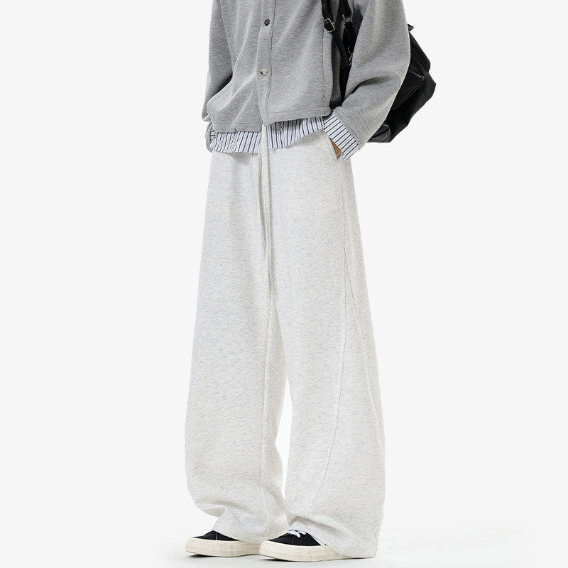 美式白花灰弯刀卫裤男款春秋直筒宽松重磅hiphop长裤子休闲运动裤