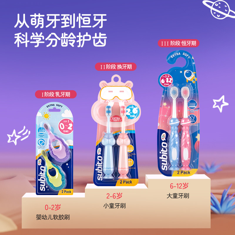 【2支装】儿童牙刷软毛6到12岁换牙期中大童3到6岁宝宝小孩乳牙刷,婴童洗护,乳牙刷/训练牙刷/护齿牙刷,淘宝优惠券,粉丝福利购,淘宝优惠卷